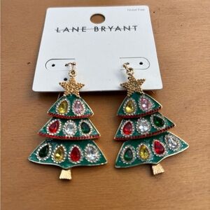 Lane Bryant Gold Christmas Tree Earrings